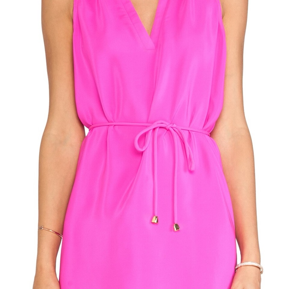Amanda Uprichard Simon Sleeveless Silk Dress Hot Pink, Size P/XS